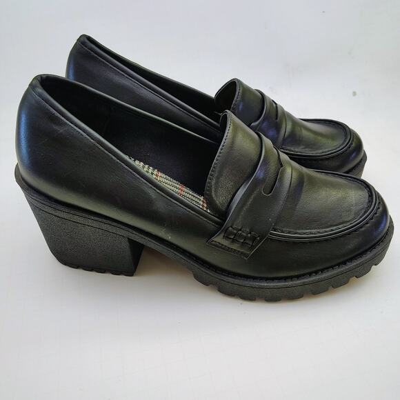 Vintage SODA Chunky Black Platform Block Heels Y2K Academia Whimsygoth 11M - Picture 3 of 9
